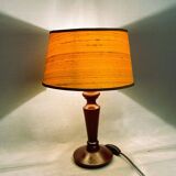 Classical wooden table lamp with silk half shade