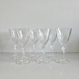 6 vintage Cristal d'Arques "Masquerade" wine glasses