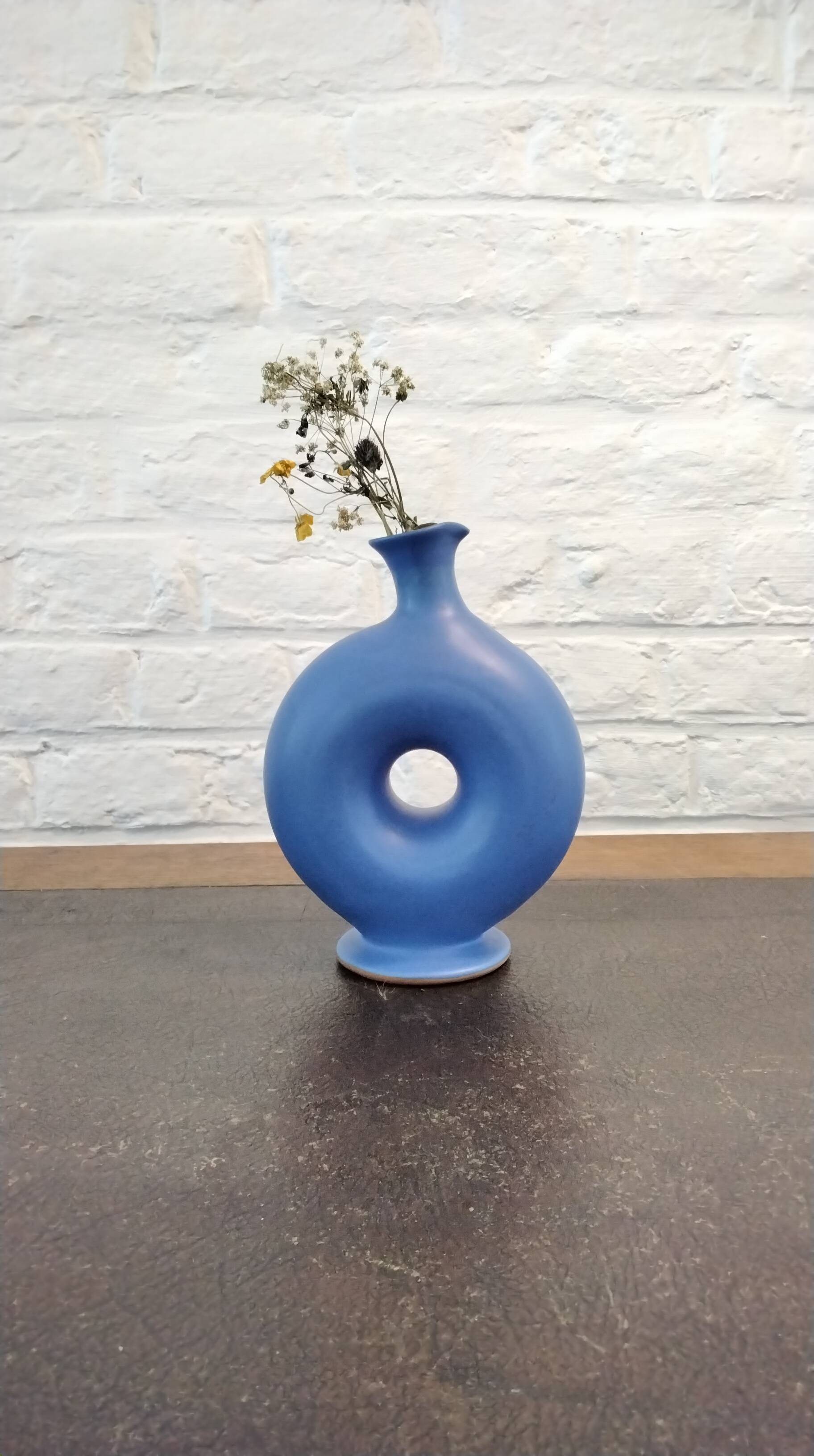 Blue donut vase
