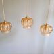 Vintage trio of amber glass pendants, 1960s-70s.
