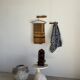 Small coat hook with two round flat button pegs in pine H8.