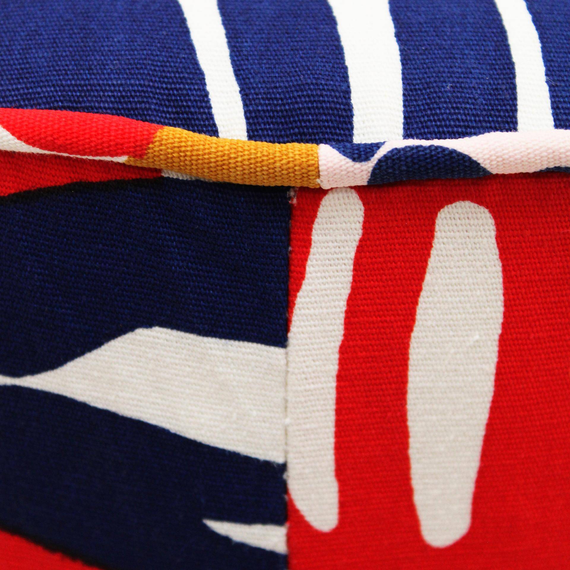 Contemporary Multicolour Floral patterned Fabric and Brass Italian Circular Pouf