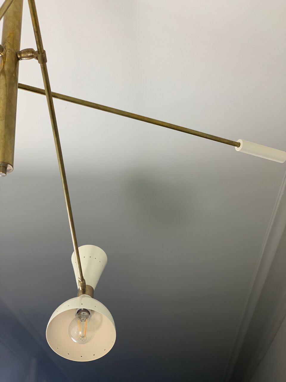 Asymmetric Italian Brass Ceiling Lamp  Style, 1950s Mid-Century