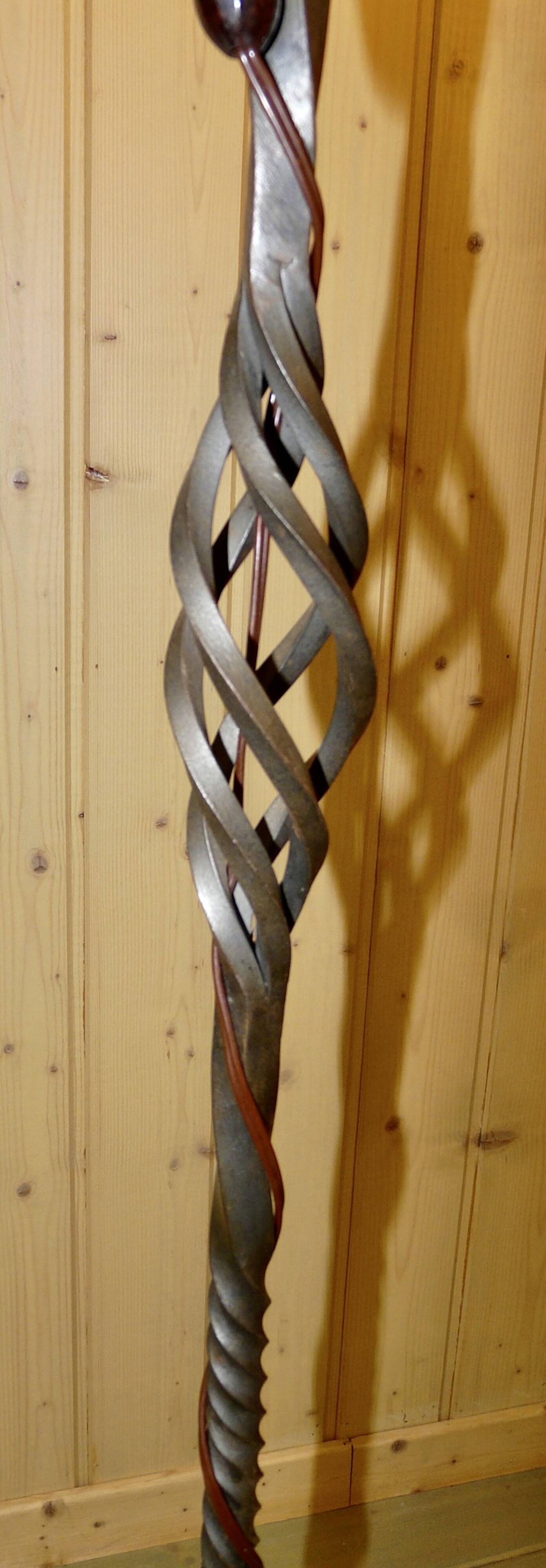 Vintage 1960s openwork wrought iron floor lamp