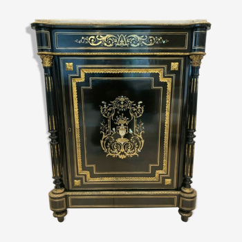 Meuble a hauteur d'appui marqueterie de nacre et laiton gravé Napoléon III XIX