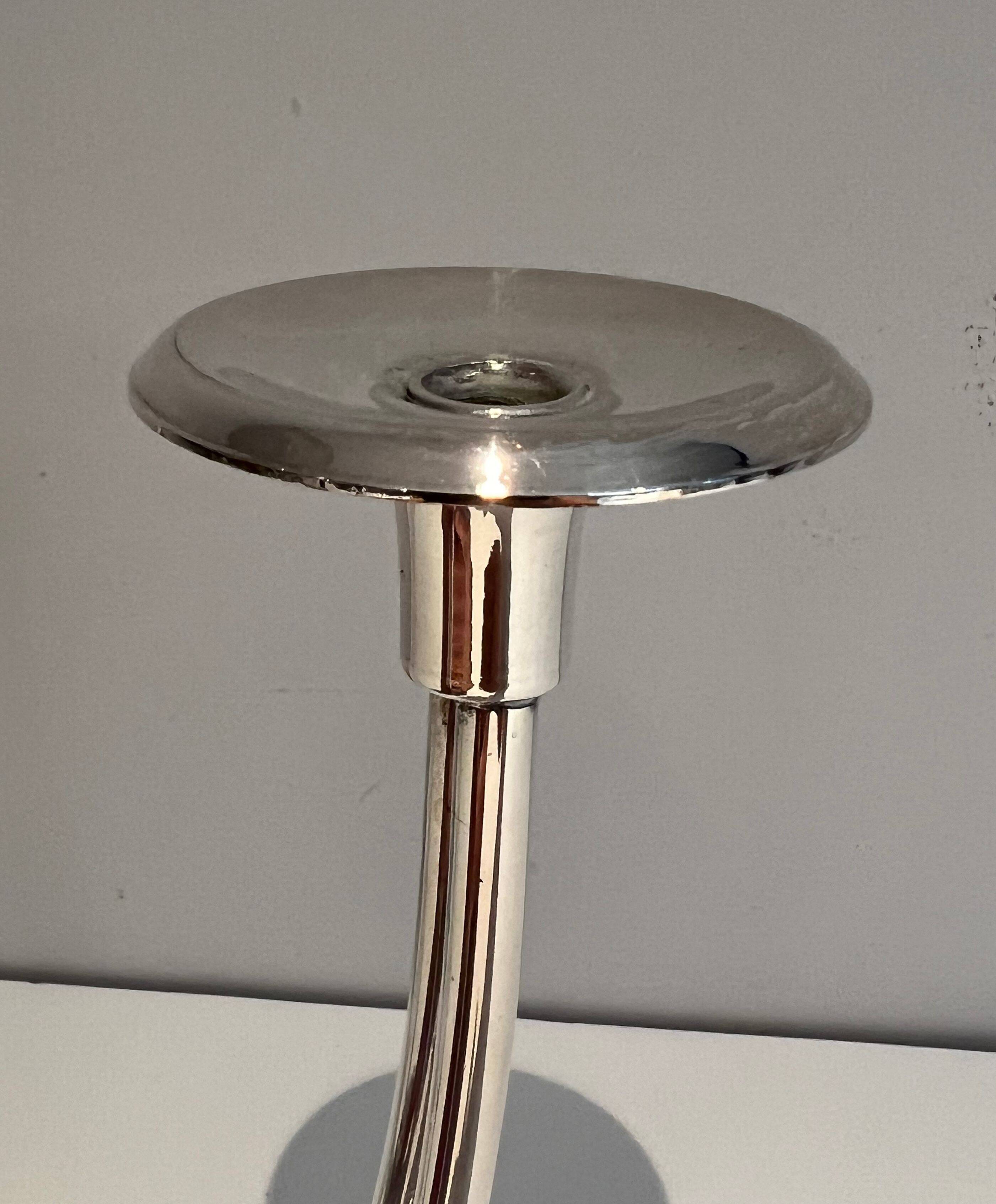 Silver-plated metal candle holder