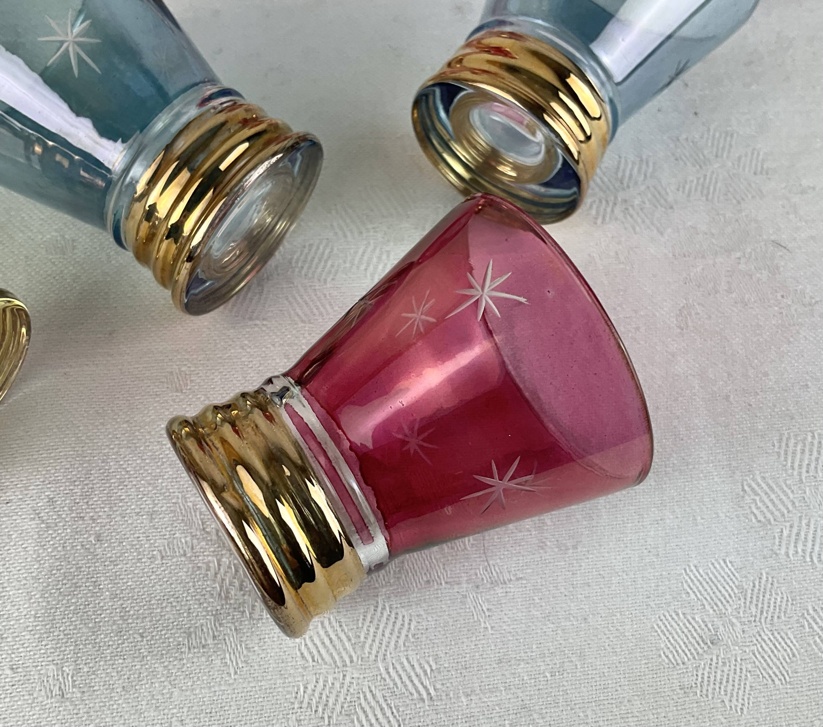 Vintage liqueur carafe and matching glasses Made in Italy