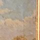 Authentic oil on canvas of a landscape with barges, view of the Seine.