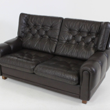 Canapé mid-century en cuir noir