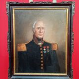 Peinture à l'huile d'un soldat antique du XIXe siècle en uniforme militaire