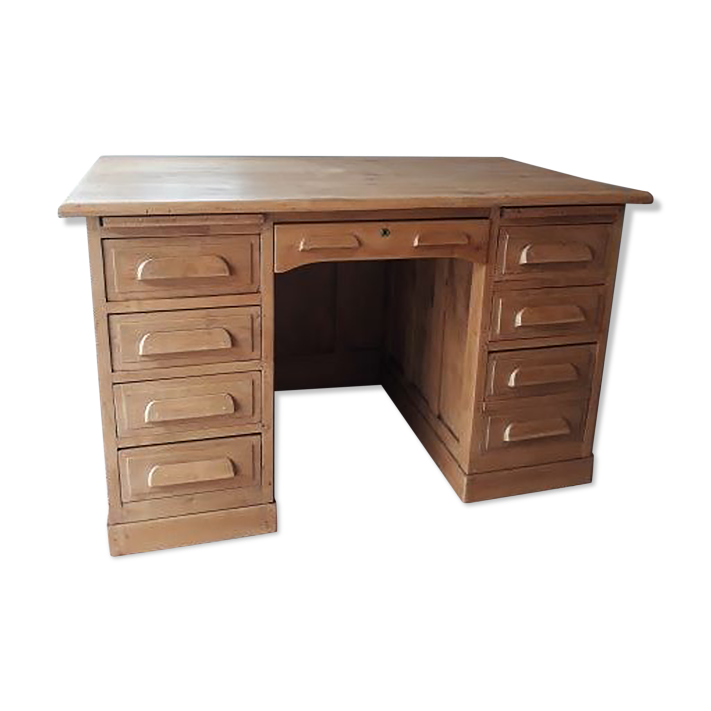American flat desk with vintage coffered boxes