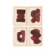 Collection of 4 abstract paintings in wine red signed Eawy.