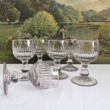6 verres anciens à côtes creuses, fin 19ème