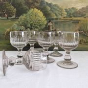 6 verres anciens à côtes creuses, fin 19ème