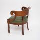 Louis Philippe gondola office chair green leather and wood