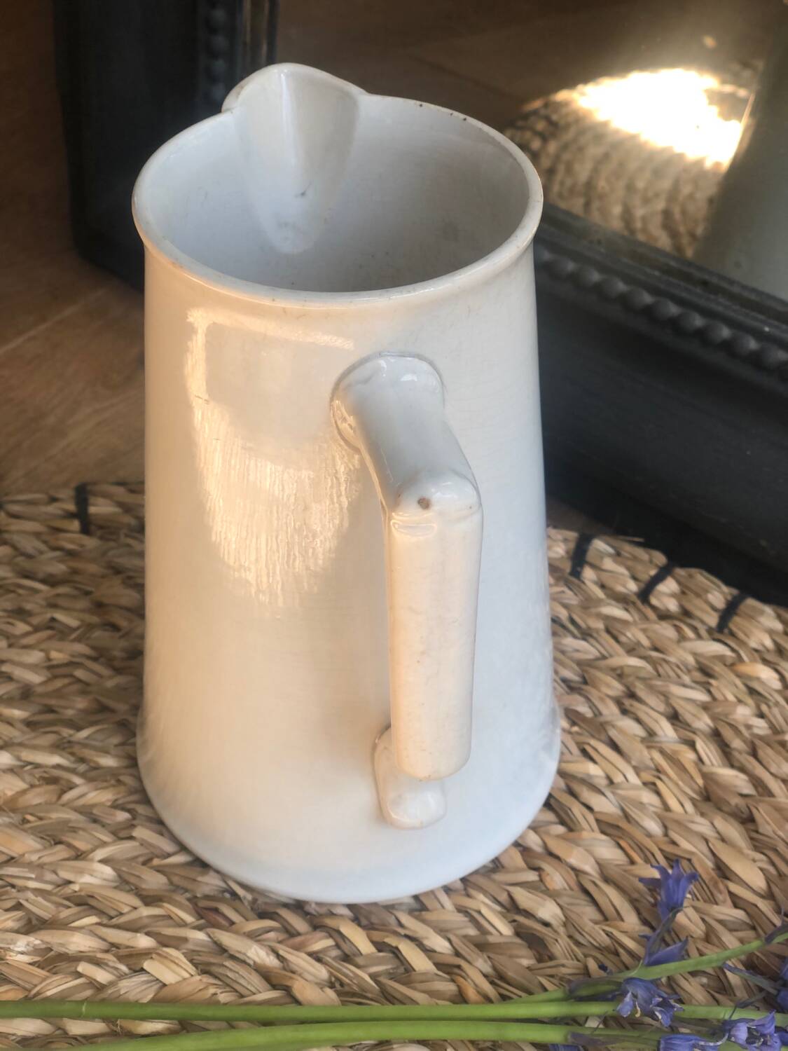 Old Digoin and Sarreguemines shabby white jug