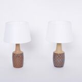 Paire de lampes de table en grès faites à la main du milieu du siècle, modèle 3001 par Einar Johansen pour Soholm