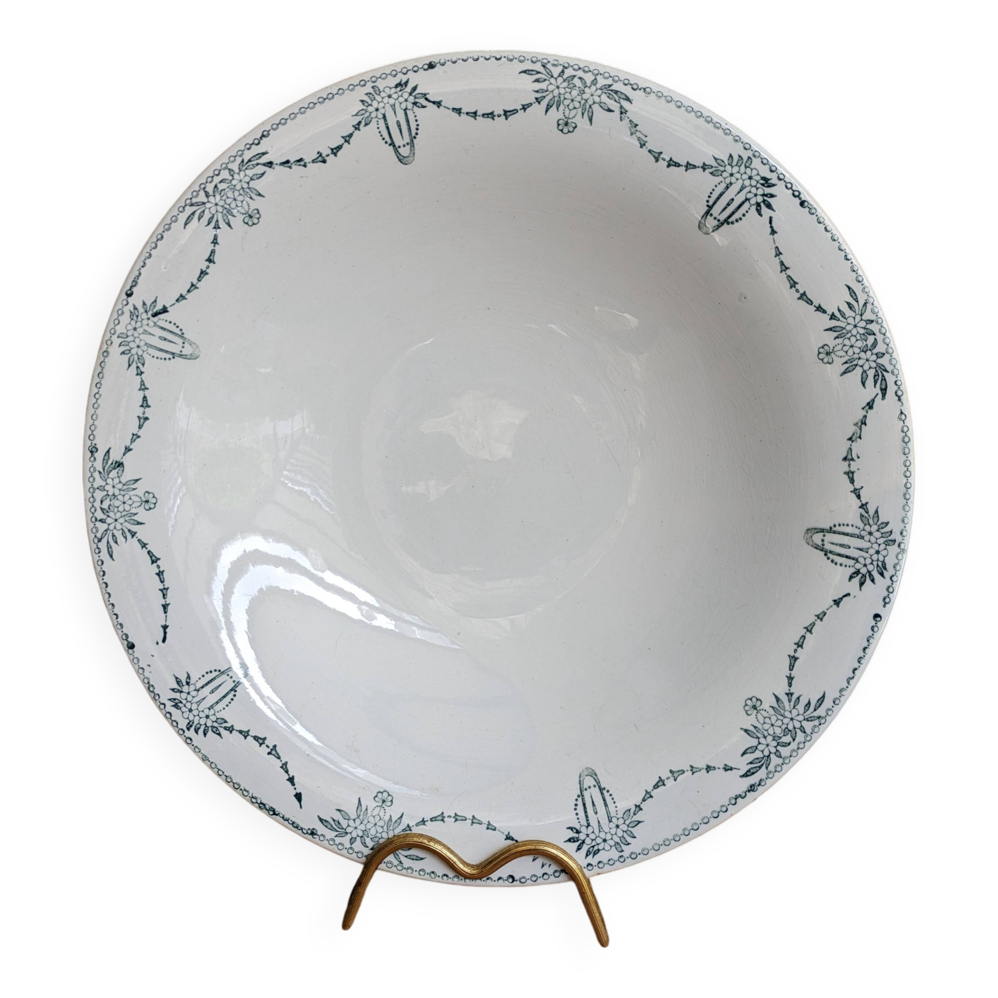 Old round ceramic serving dish Moulin des loups & Hamage model Graciela