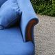 Grande méridienne vintage bleu cobalt en tissu et bois – chaise longue 190