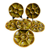 Oyster plates, set of six, earthenware, Gien