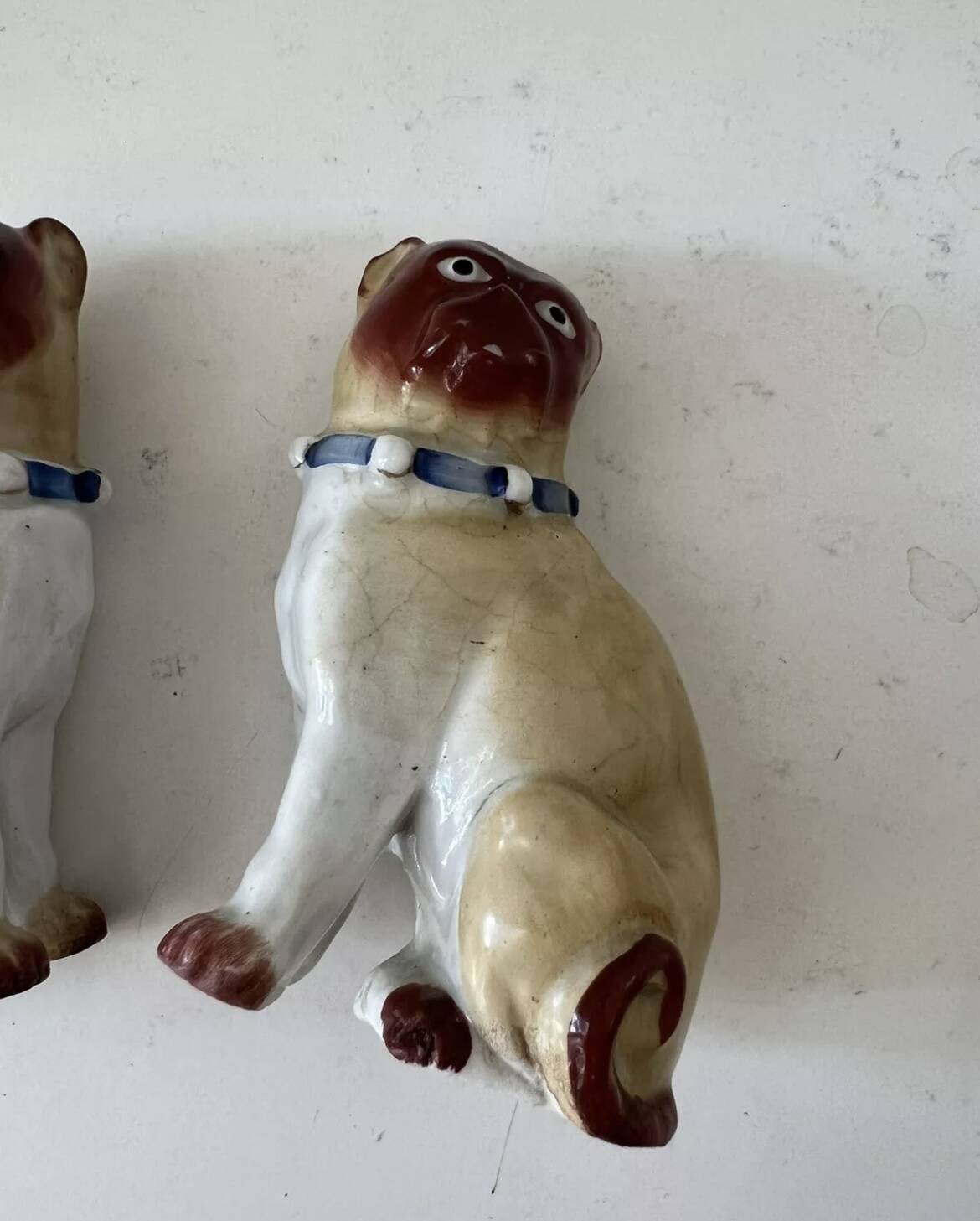 Pair of porcelain pugs Pug dog XIX Germany Saxony Meissen ?