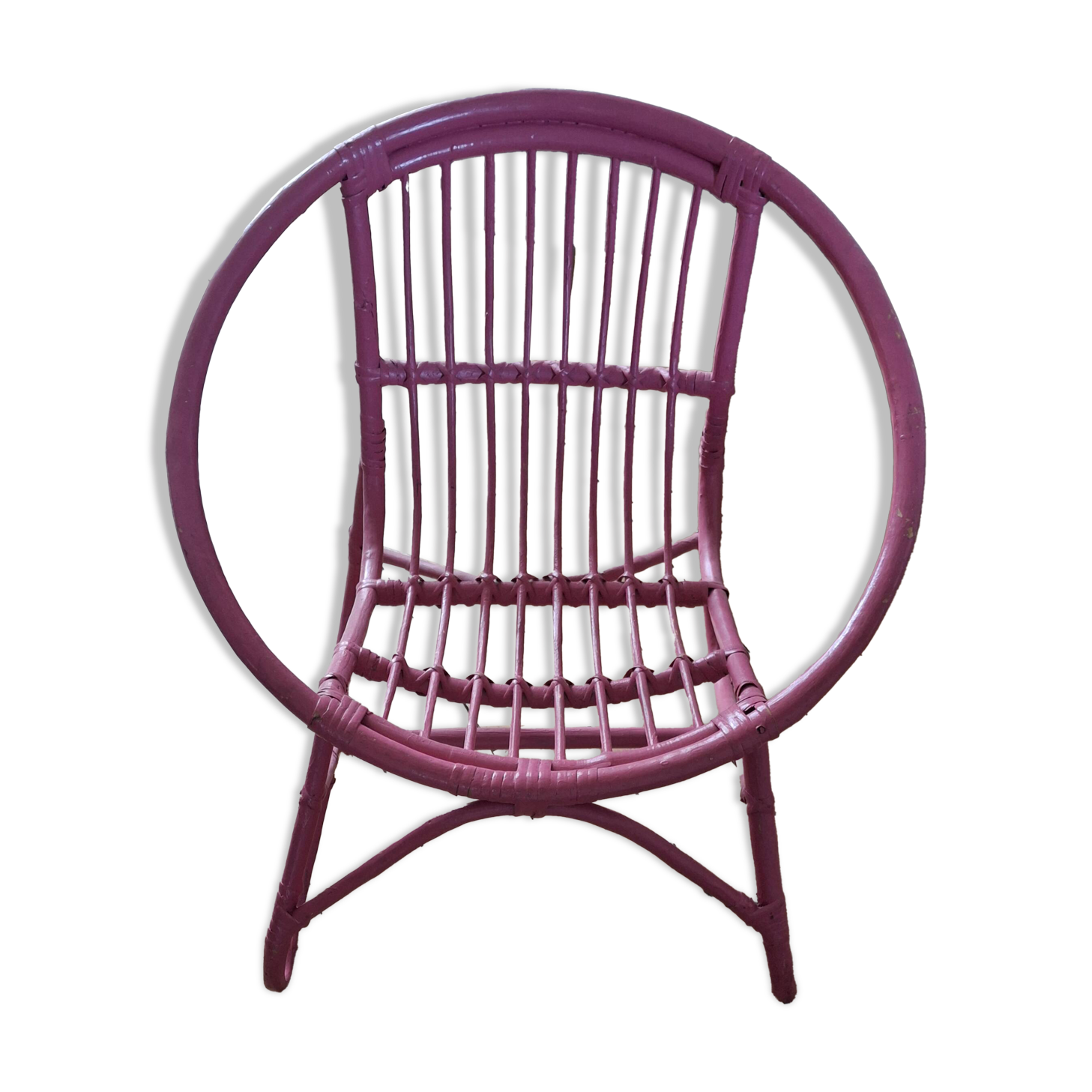 Pink rattan children's armchair