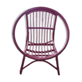 Pink rattan children's armchair