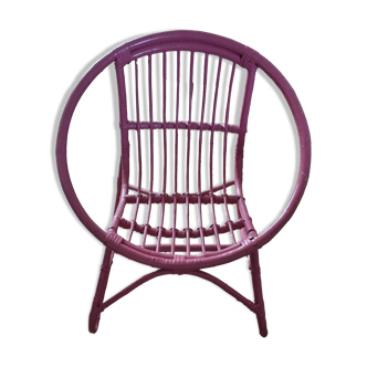 Pink rattan children's armchair