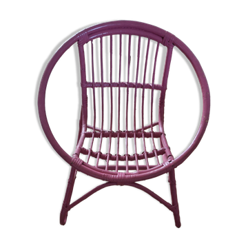 Fauteuil enfant en rotin rose