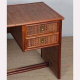 Vintage wicker, bamboo and brass desk by Dal Vera, 1970s