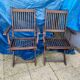 Set of 4 folding chairs/armchairs with armrests in exotic wood