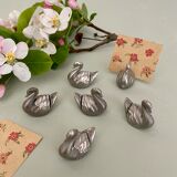 Set of 6 vintage placeholders in the shape of swans
