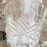 Carafe en verre et cristal transparent, ciselées, motif ananas ancienne