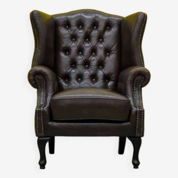 Vintage leather chesterfield wingback armchair