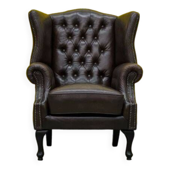 Vintage leather chesterfield wingback armchair