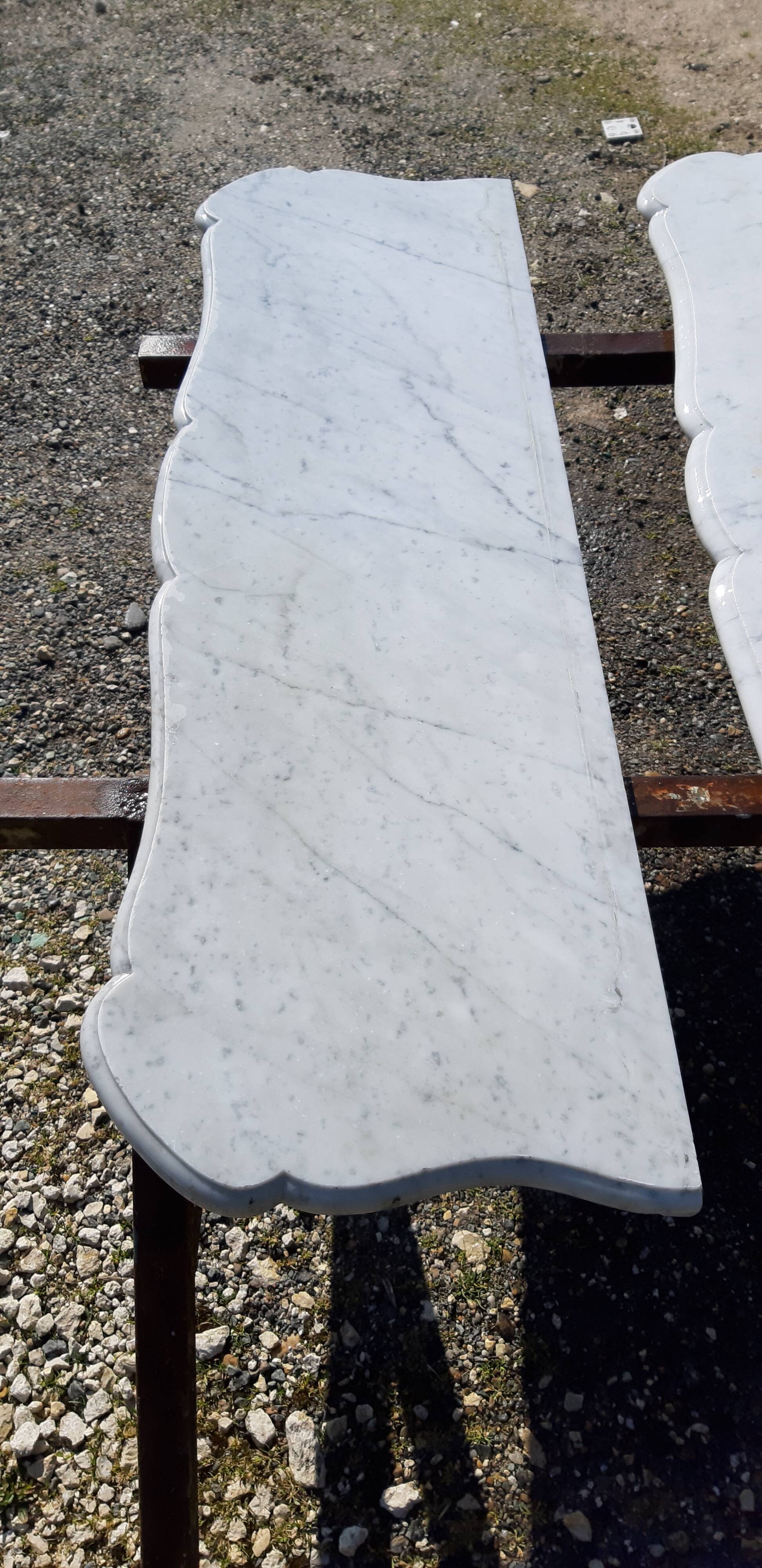 Pair of White Marble Shelves