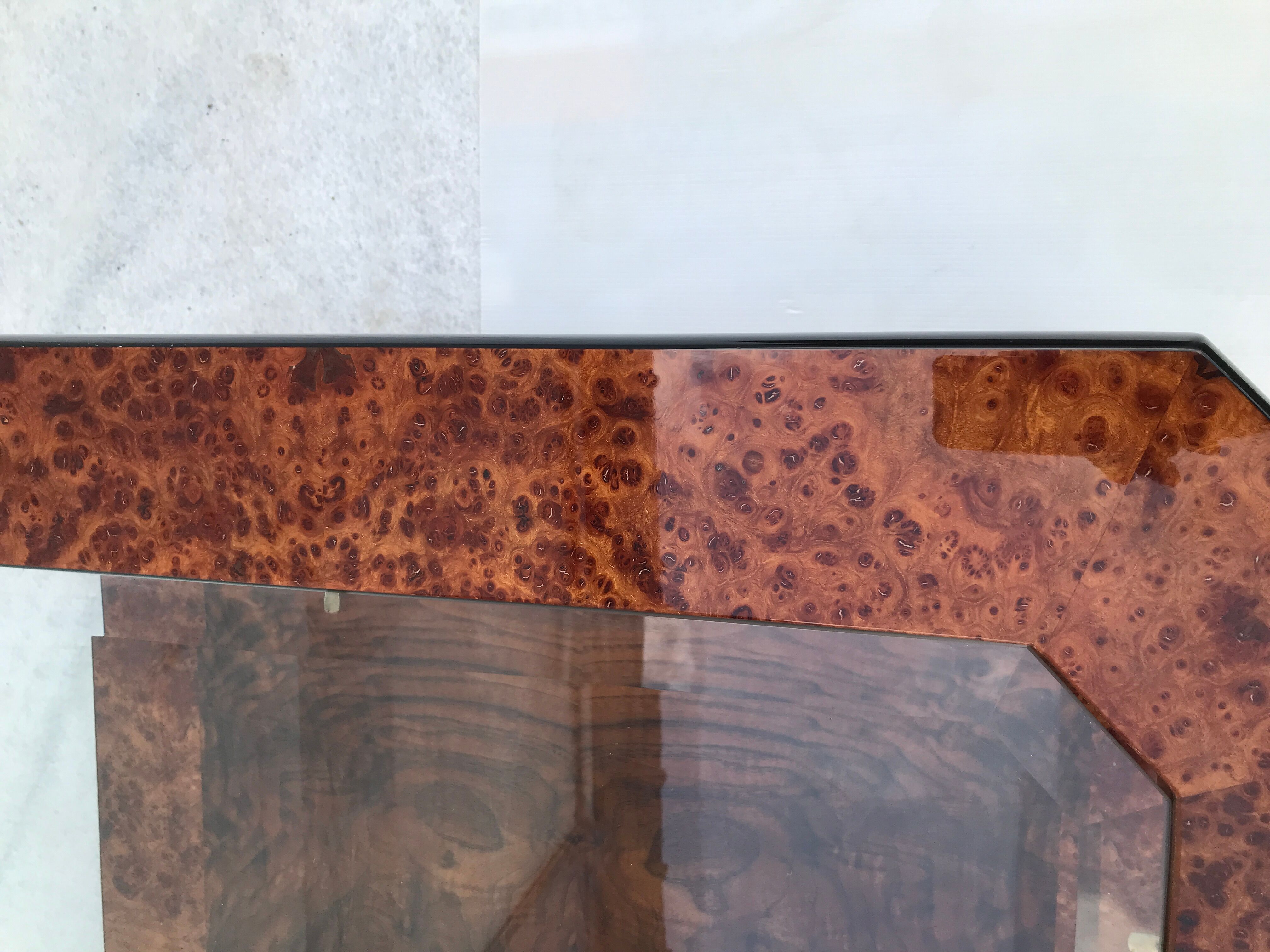 Elm magnifying glass coffee table and glass 60s