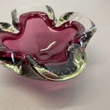 Cendrier en verre à bulles en verre de Murano rose Shell Shell Ashtray Murano, Italie, années 1970