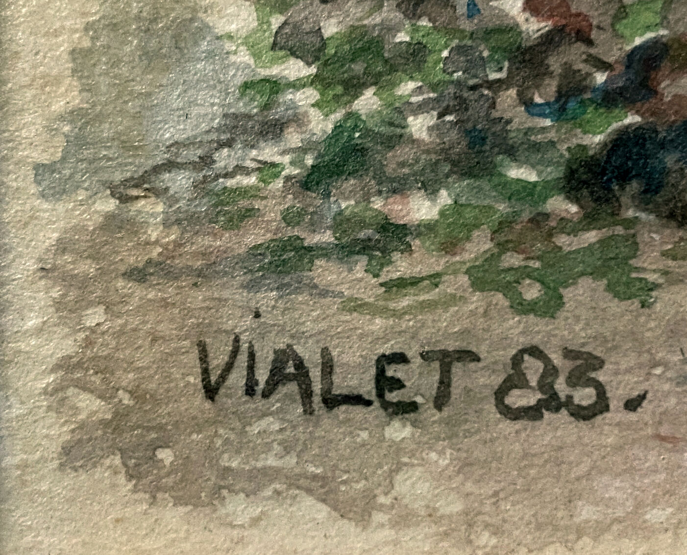 Watercolor painting "trawler in cable" signed vialet (19)83 + frame