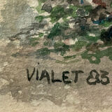 Watercolor painting "trawler in cable" signed vialet (19)83 + frame