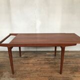 Authentic Scandinavian table teak design1950 1960 feet spindles