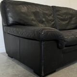 Vintage Roche Bobois sofa – Soleil Noir model – patinated black leather – 2-seater