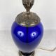 Risler et Carré. Grande lampe en verre bleu et monture argent, poinçon Minerve