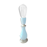 Lampe chevet salon laiton verre blanc porcelaine ancien vintage