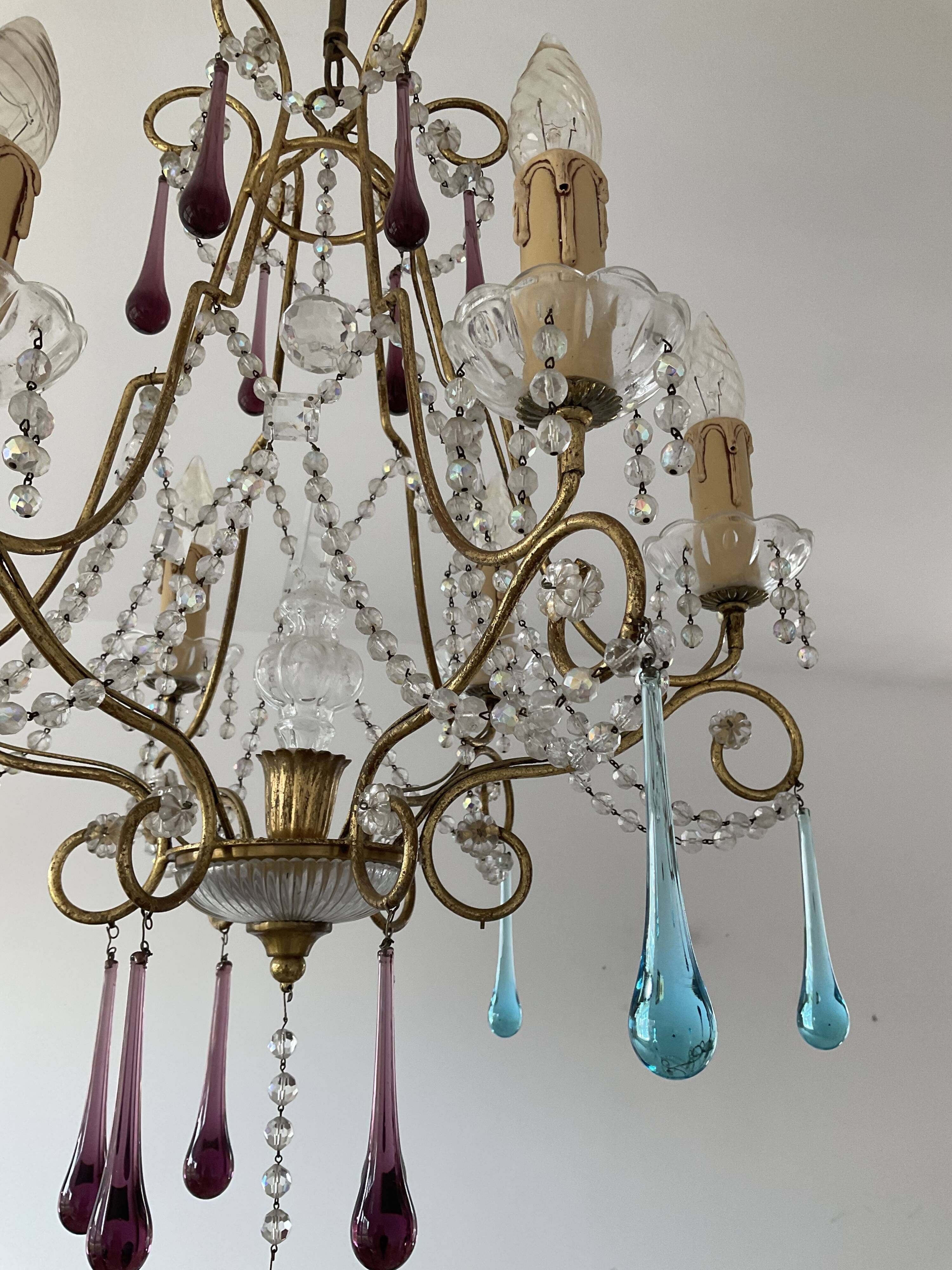 Italian chandelier of the 60s in De Murano glass