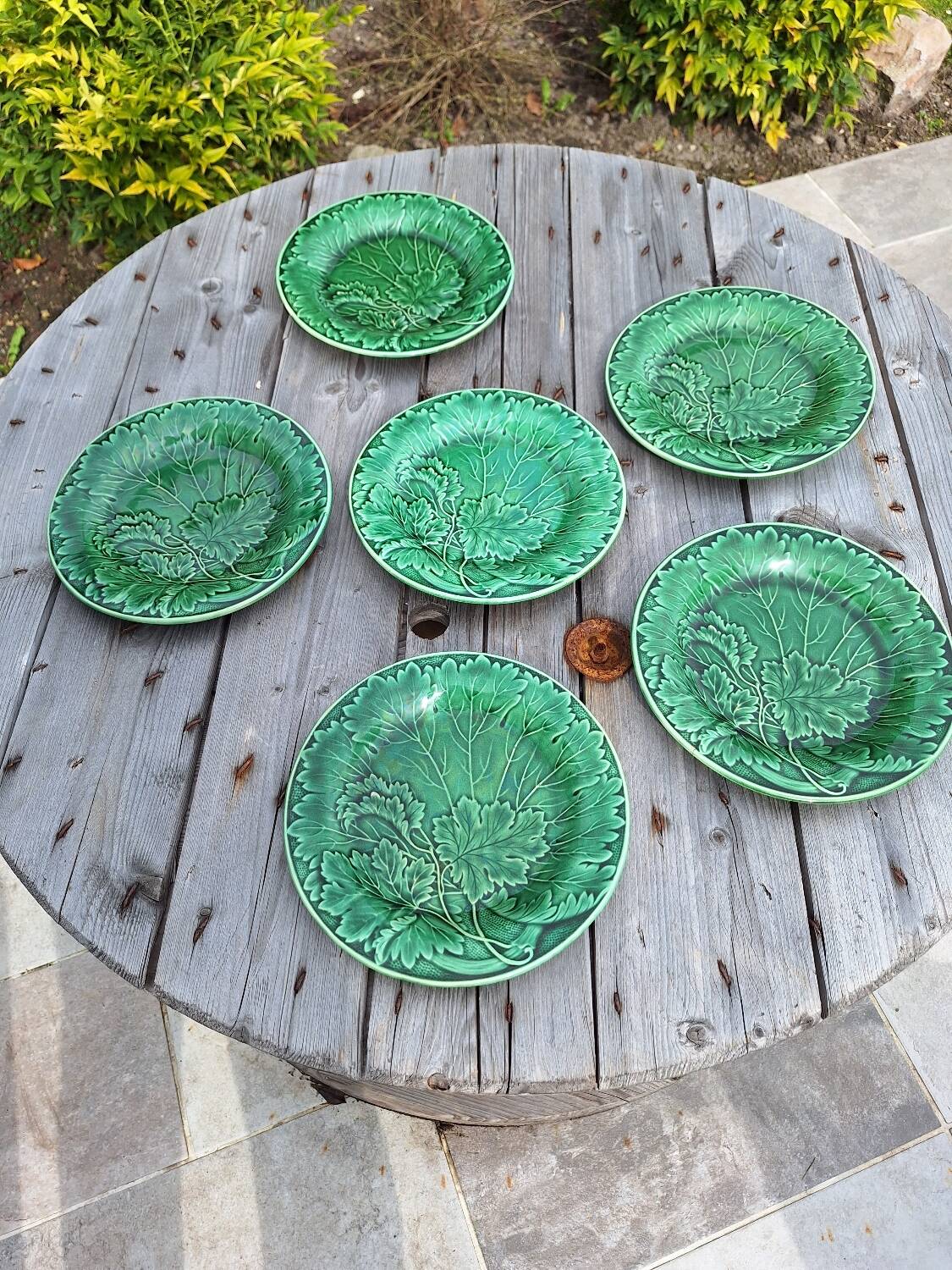 6 green slip plates