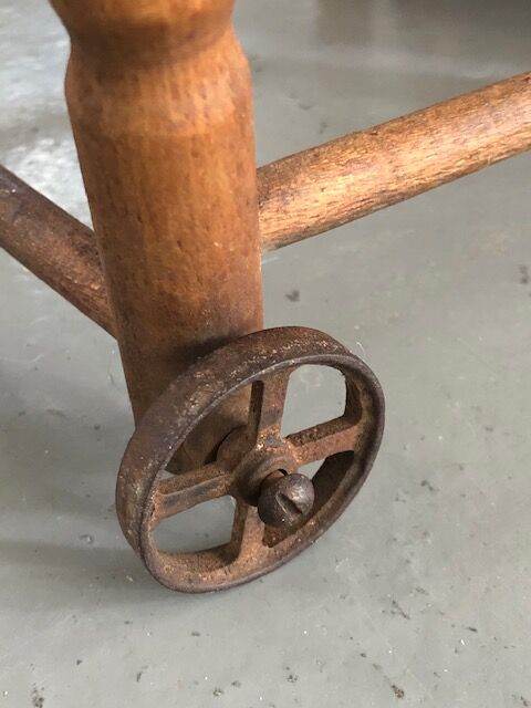 Wooden high chair for doll or bather, antique toy