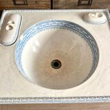 Vintage Blue Decorated Porcelain Washbasin