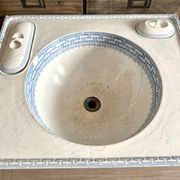 Vintage Blue Decorated Porcelain Washbasin