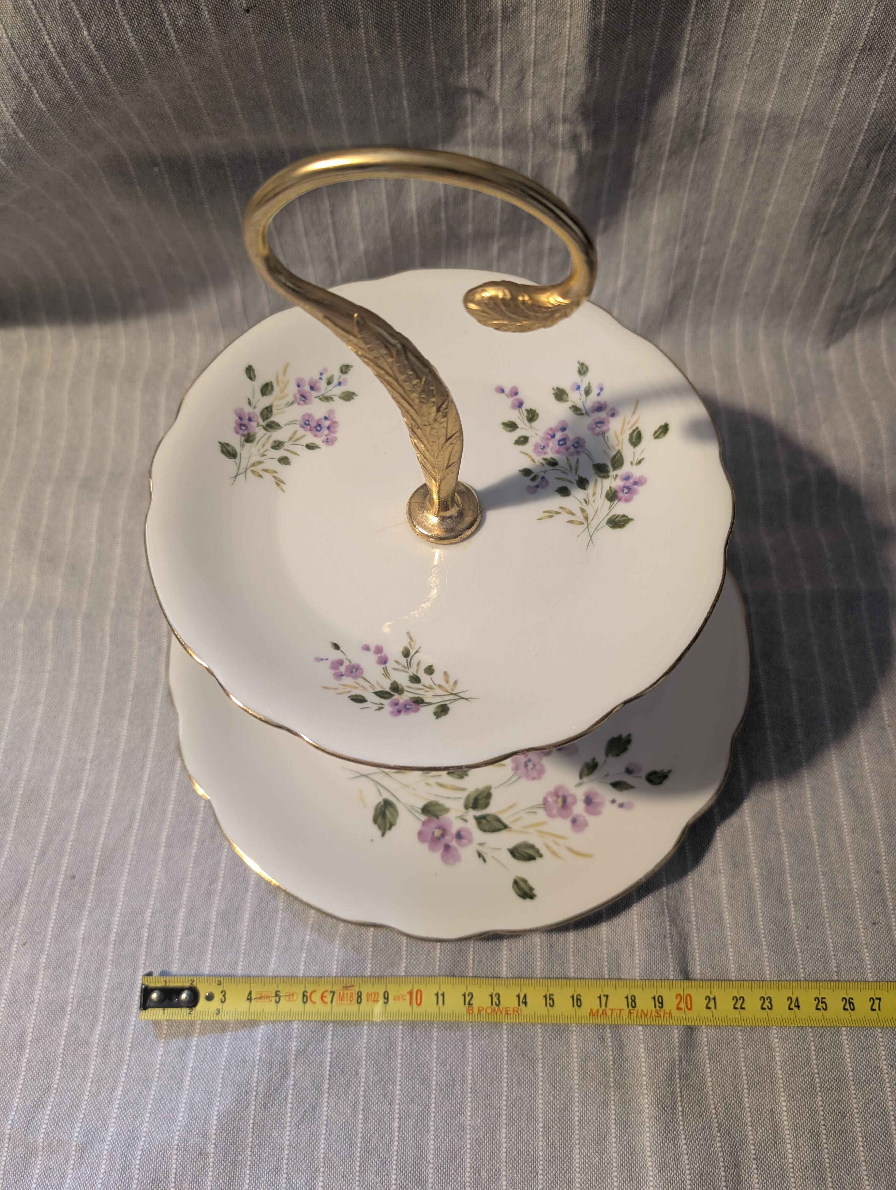 Vintage cake stand in Berry porcelain (CNP) - Violet decoration